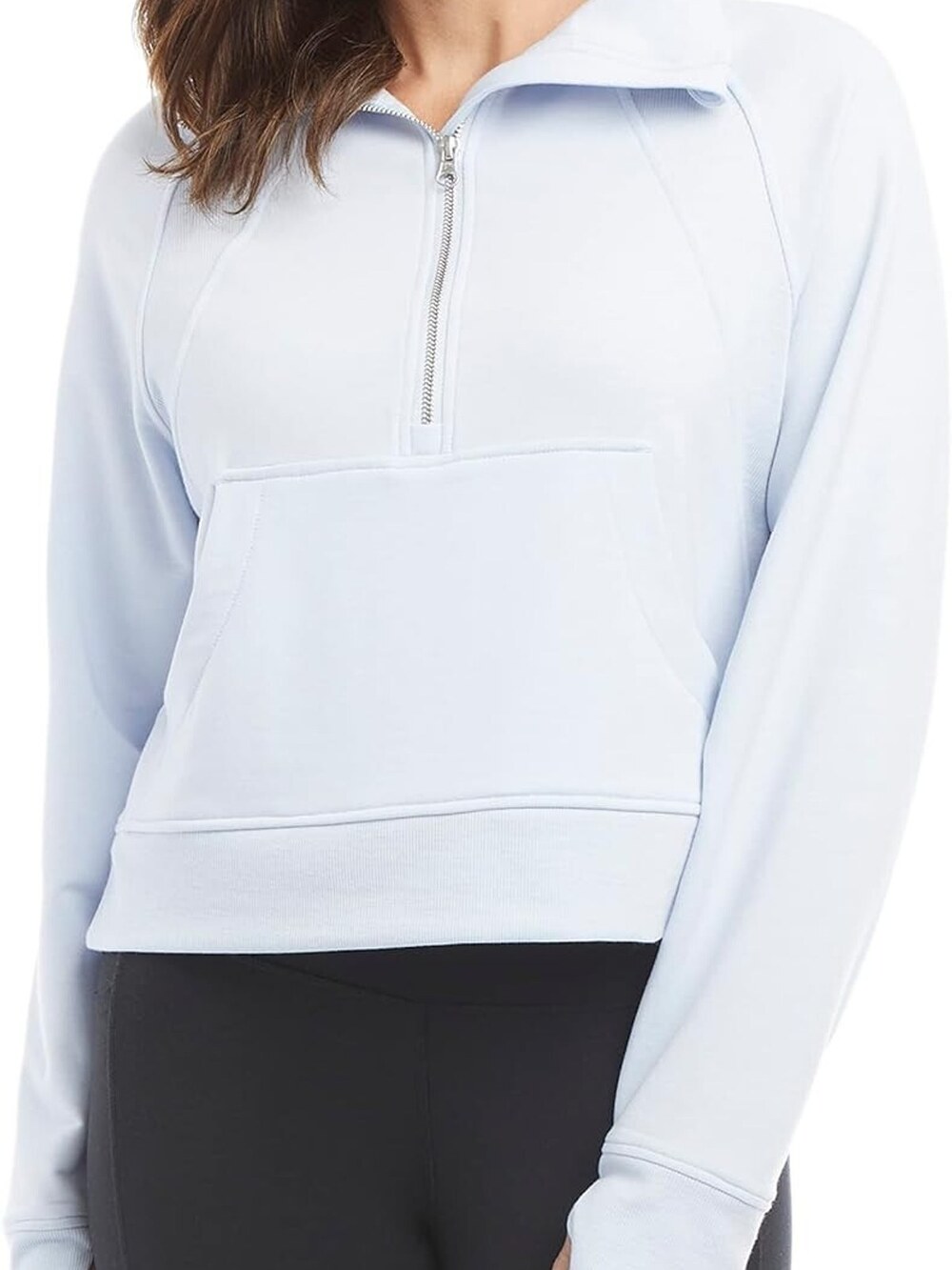 Danskin Mixed Rib Half Zip Jacket Women's Small Halogen Blue Pullover Sweatshirt